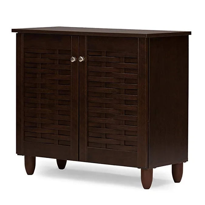 
Wholesale 2-Door Dark Brown Wooden Entryway Shoes Storage Cabinet 