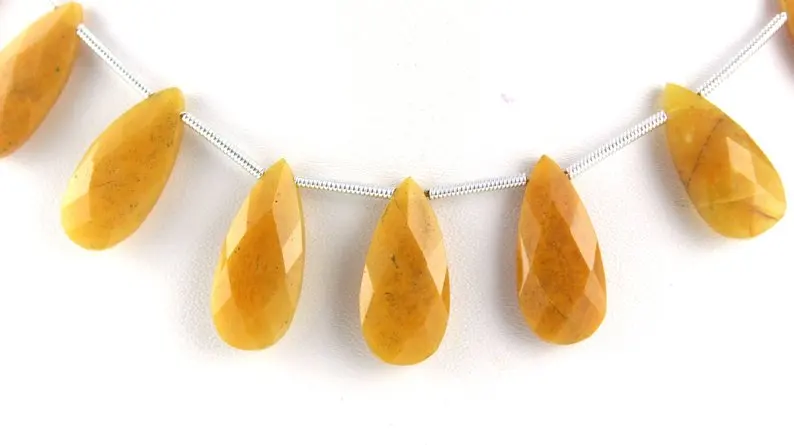 Natural Yellow Aventurine Gemstone Faceted Pear Shape Briolette Beads Making DIY Necklace Baby Pendant Wholesale