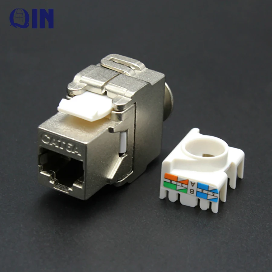 10G 180 degree toolless CAT6A Shielded STP/FTP Keystone module Jack