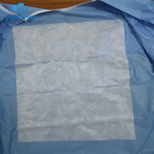 Disposable Hospital Use Blue Reinforced Ultrasonic Welding Treated EO Sterile Surgical Gown