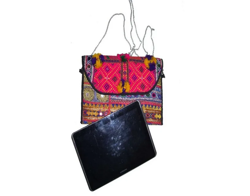 Handmade Indian Embroidered Vintage Bohemian Cotton Tote Gypsy Clutch Purse Tribal Boho Style for All Seasons