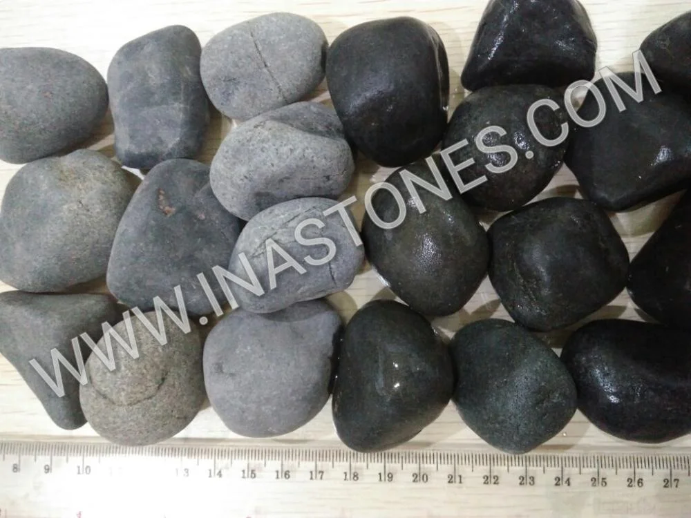 Hot season Indonesia natural grey black pebble stone for planter box