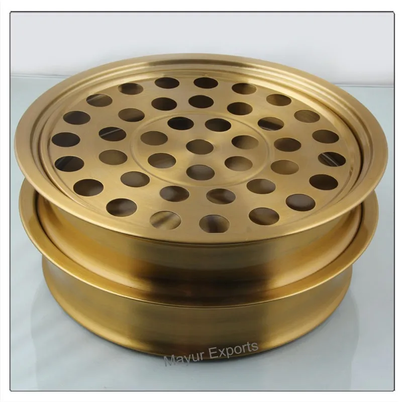 Stacking Brass Finish Communion Tray Set (Set of 2 pcs with cover)