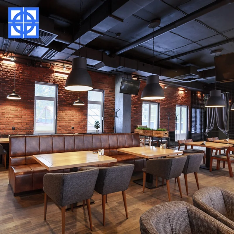 European Style High Temperature Resistance Solid Wood Frame PU Sofa Pink Restaurant Booth Design