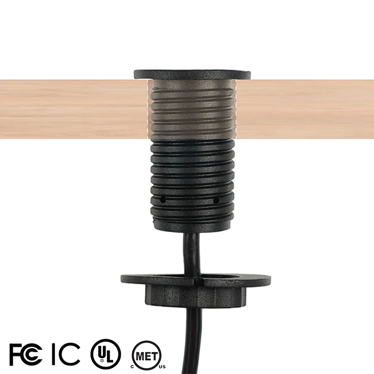 Round USB Extension Dual Charging Port Power Cord Embedded on Furniture