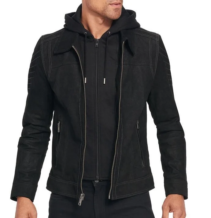 LEATHER VINTAGE HOODED GENUINE LEATHER JACKET Biker Style Motorcycle Jacket | Classic real leather fashion Jacket