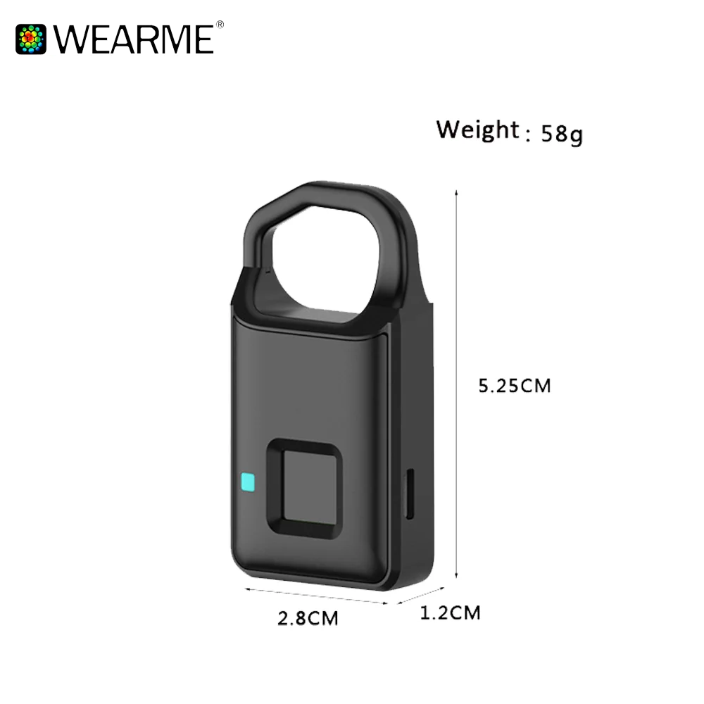 
USB Rechargeable Smart Fingerprint Padlock for Suitcase Gym Locker Cabinet and More 