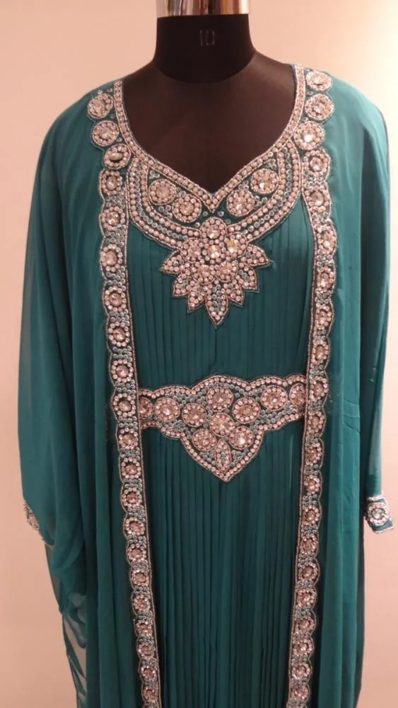 Islamic moroccan velvet embroidery full length muslim kaftan