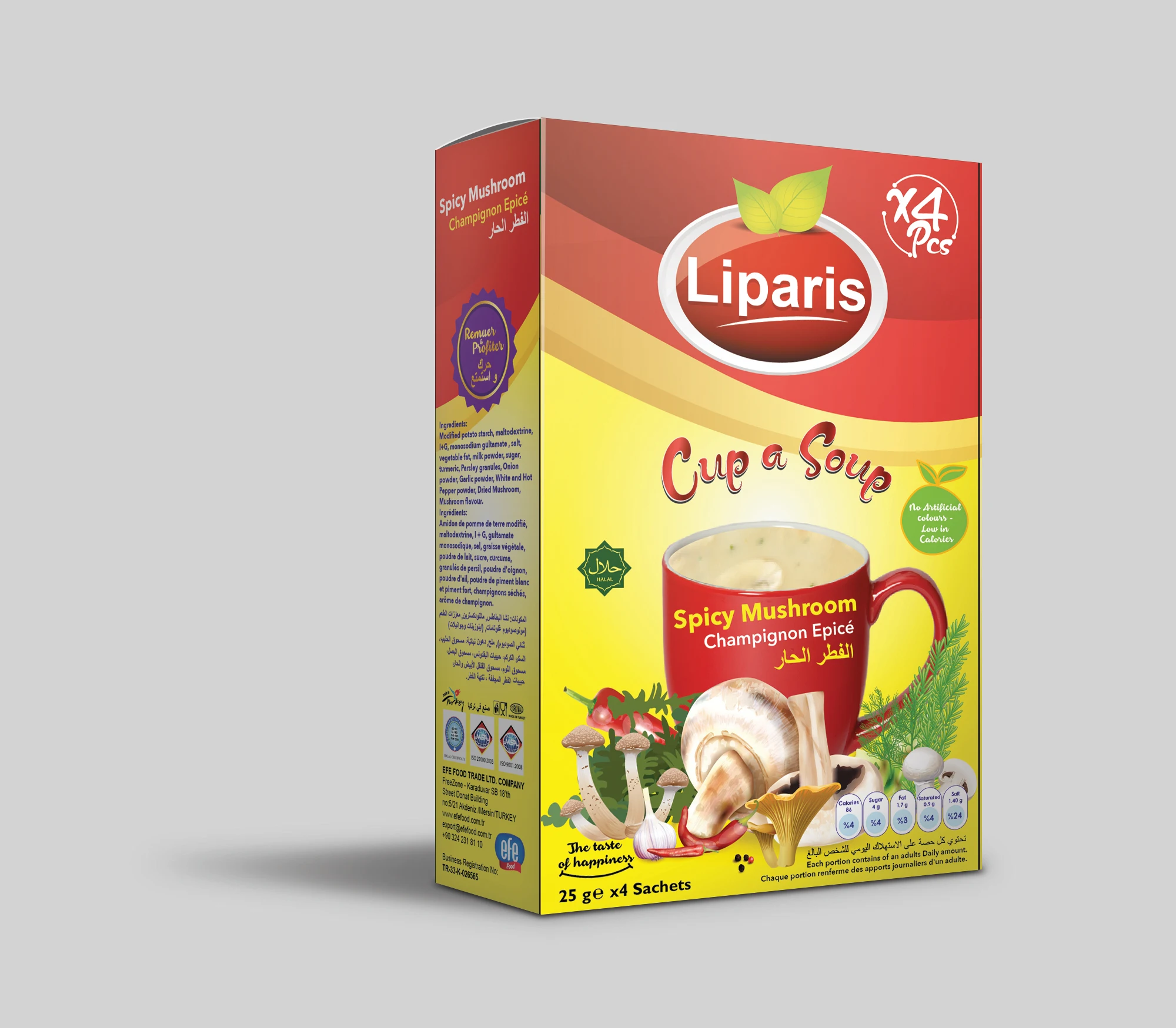 Spicy Mushroom Instant Quick Soup - Cup a Soup Food Ready to Drink Soups Powder