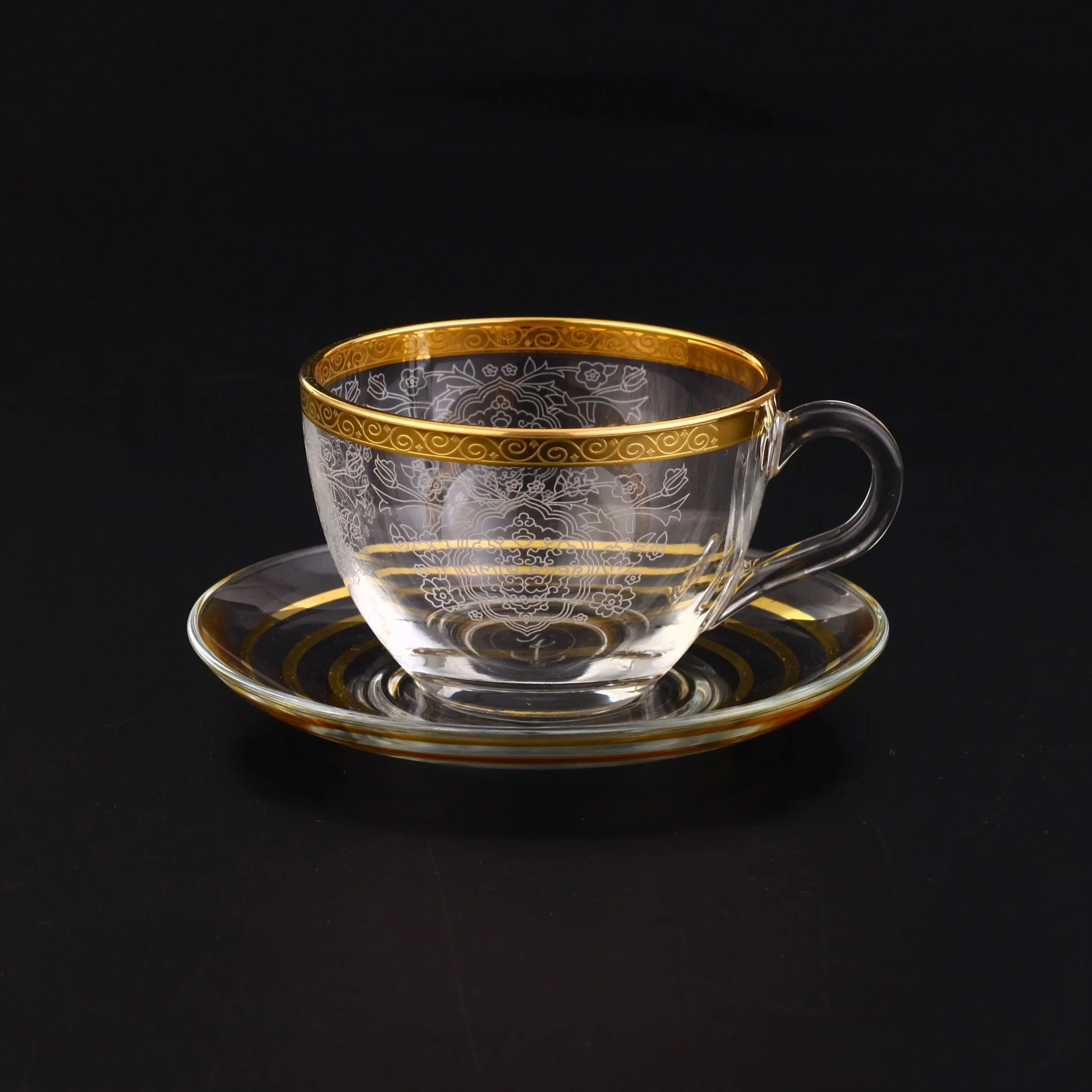 97948 Coffee Set (6 Coffee Cups + 6 Saucers),  Decor: Rumeysa, Color: Gold