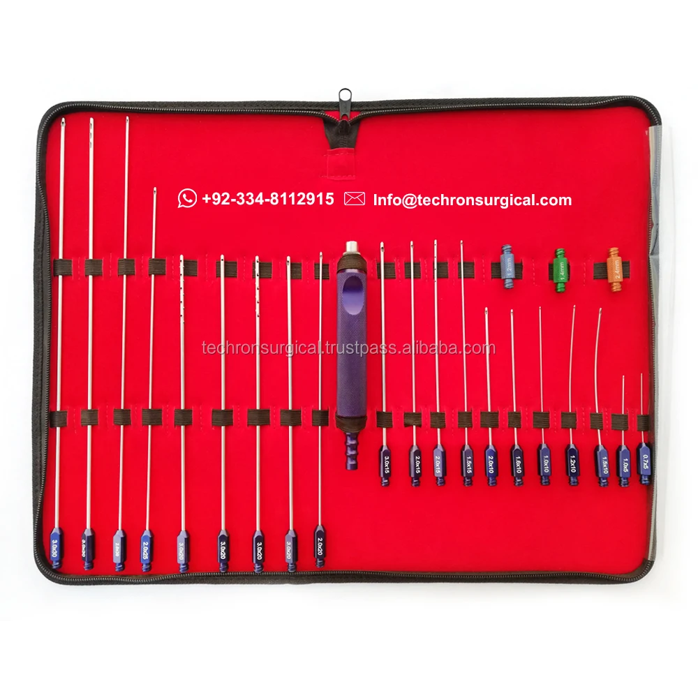 Liposuction Full Body Luer Lock Cannulas Set with Power Handle Tubling/Suction Connector