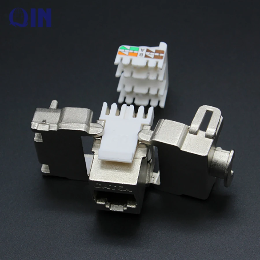 10G 180 degree toolless CAT6A Shielded STP/FTP Keystone module Jack