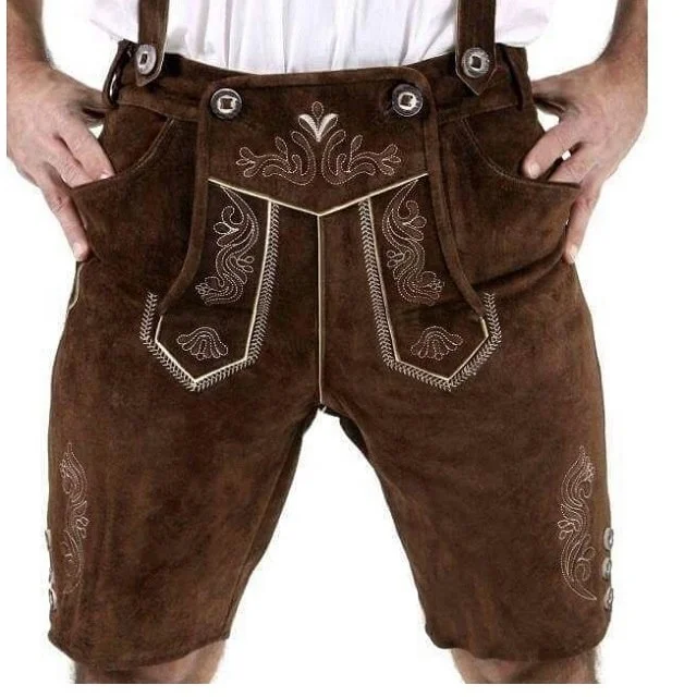 
Men Short Bavarian Lederhosen with embroidery / Oktoberfest Costumes wear lederhosen / Herren kurze Lederhose wear 