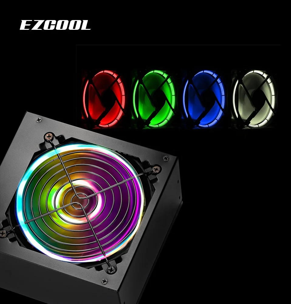  Блок питания для компьютера 500 Вт atx с RGB-вентилятором