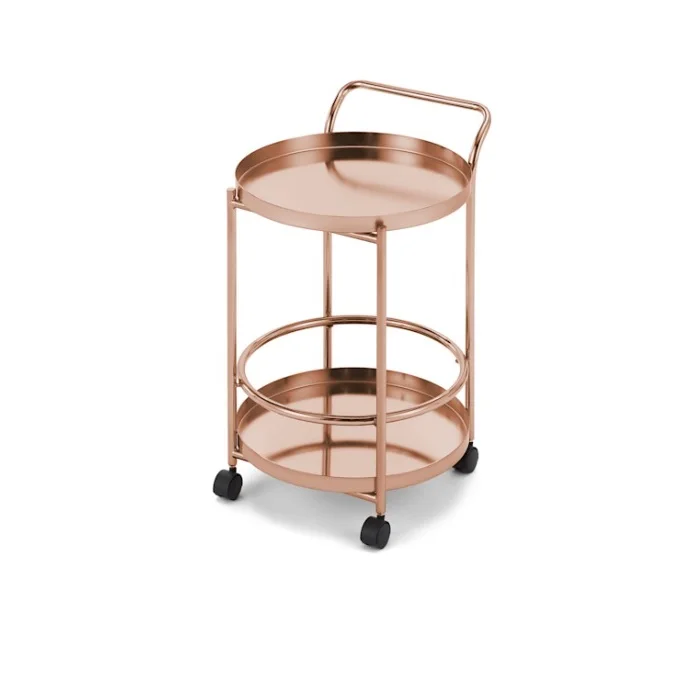 Modern Metal Round Bar Cart For Home Bar Food Serving Wine Cart Beverage Presentation Bar Station Serving Cart with Wheels