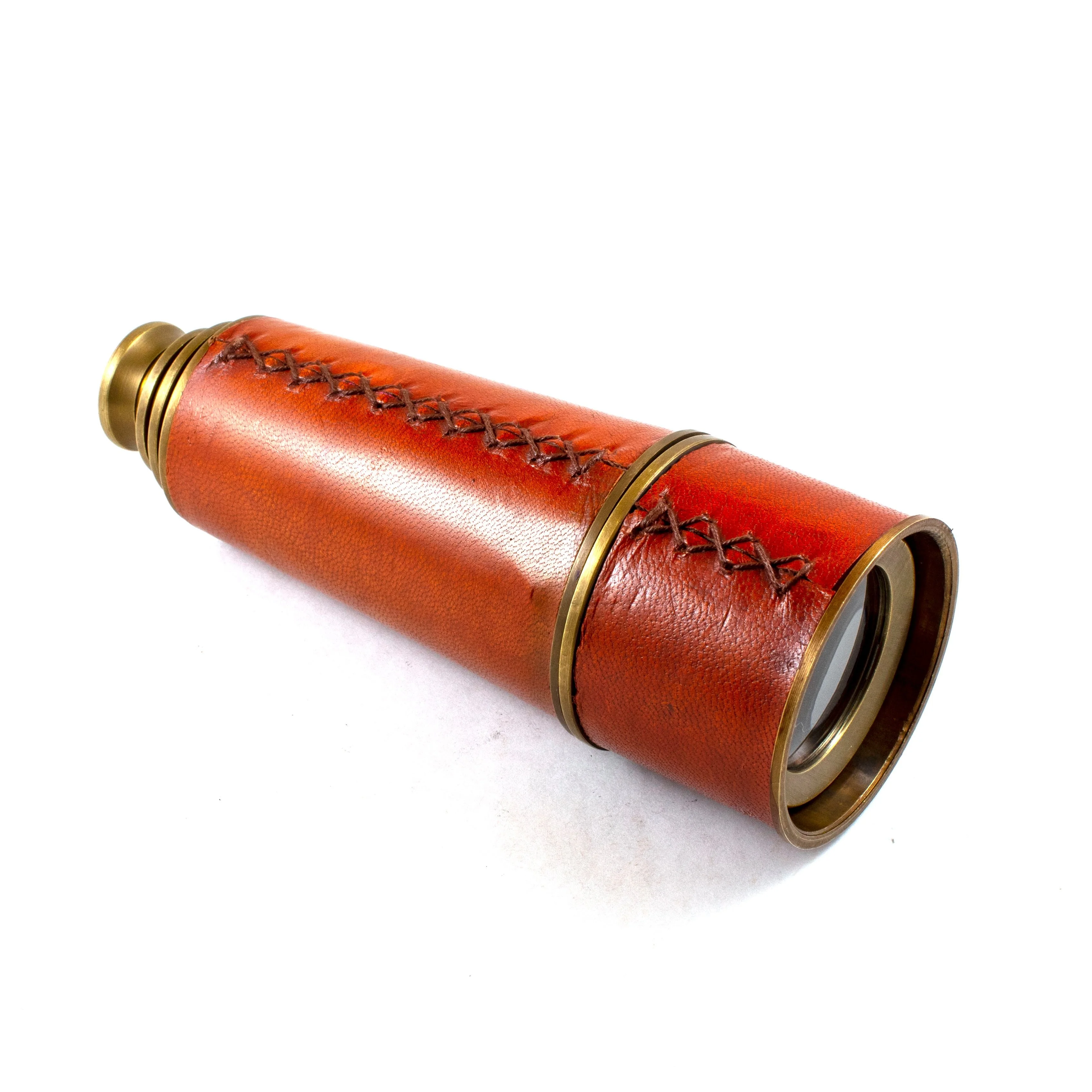 brass antique style classic decor monocular nautical telescope wooden box leather