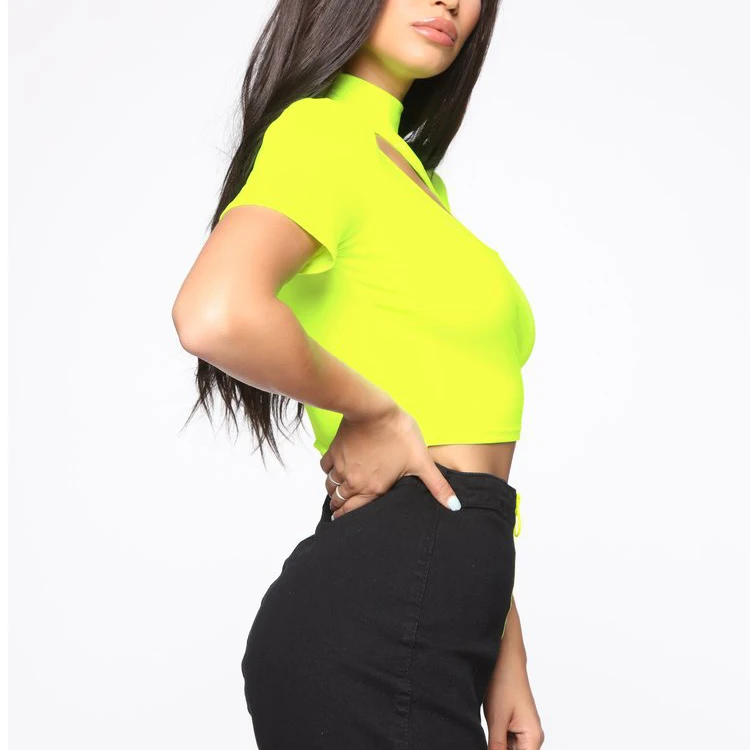 Factory Price Sexy Cut Out Design  crop tops Women Short Sleeve Summer Fashion Tops Blouses