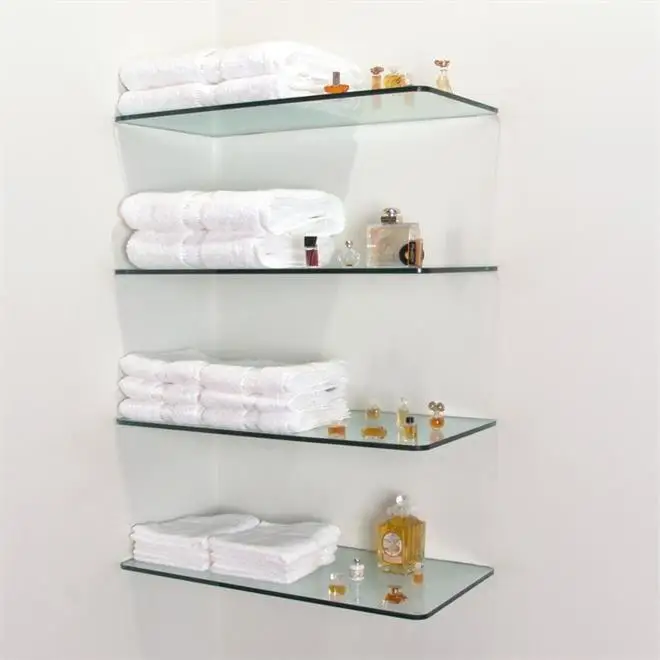 Wall mounted glass shelf  tempered glass shelves for bathroom/ living room