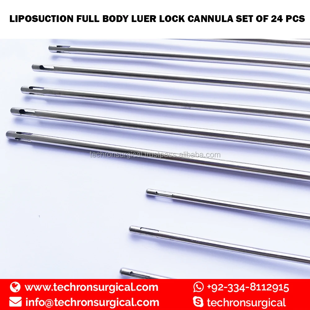 Liposuction Full Body Luer Lock Cannulas Set with Power Handle Tubling/Suction Connector