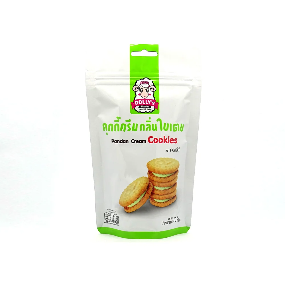 Sandwich Cookies Assorted Filled Pandan Cream Flavor Thailand Wholesalers Milk Traditional Biscuits Bag Package