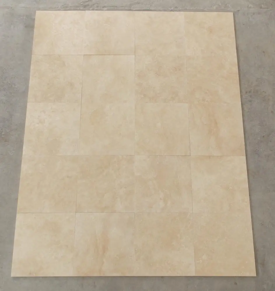 Light Travertine Tile Cross Cut Natural Stone Filled and Honed Modern Ivory Travertine Paver Stone Tiles Made in Turkey