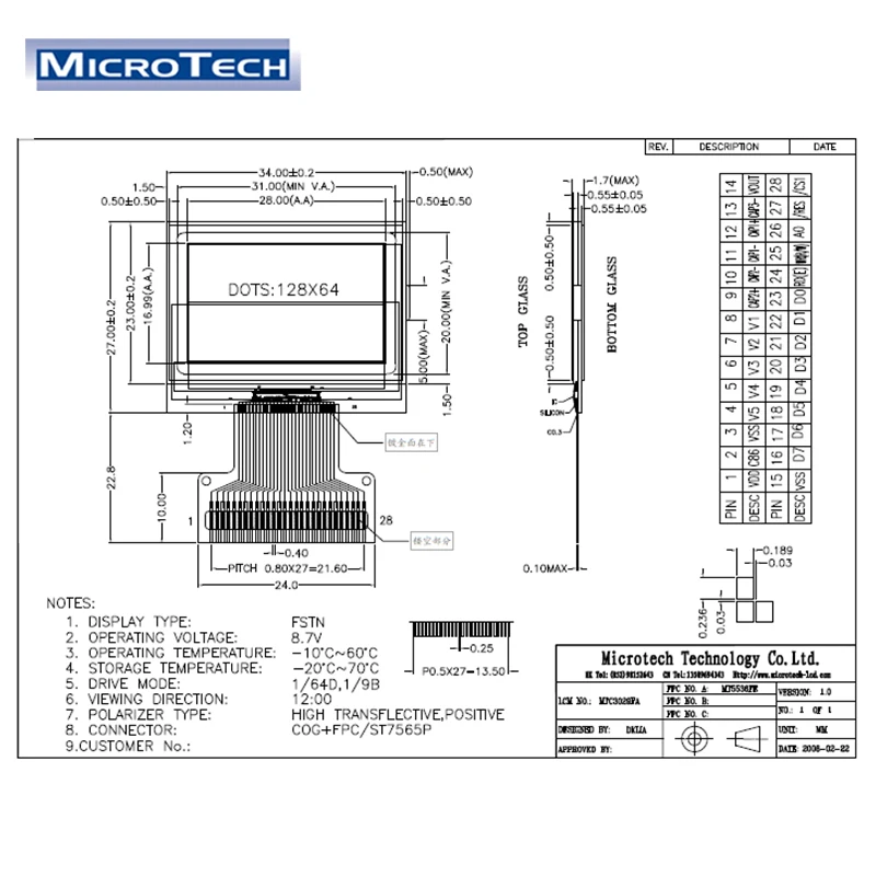 Массовое производство Быстрая доставка Универсальный 128x64 точек COG графический ЖК-дисплей e чернильный дисплей