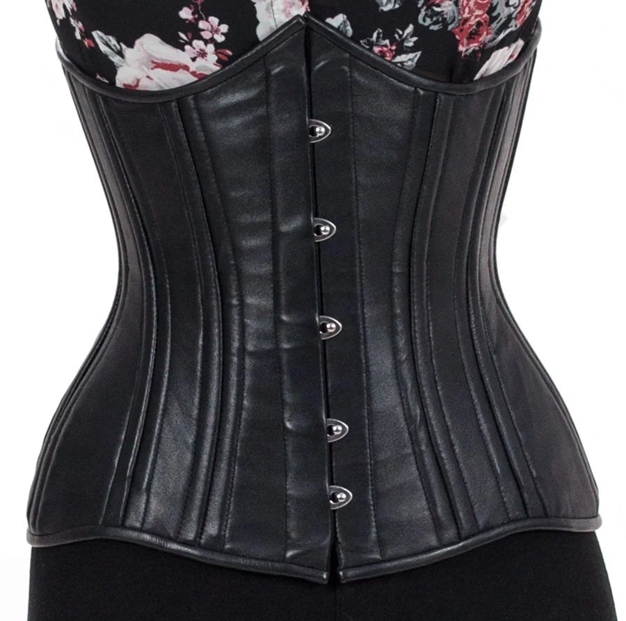 
Прочный гибкий корсет со стальными косточками для женщин/Тренировочный корсет для талии из черной кожи/Волшебный тренажер для талии, бюстье, индивидуальное нижнее белье 
