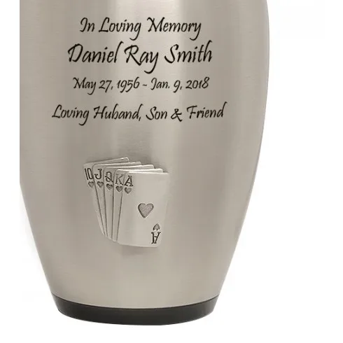 Royal Flush Card Pewter Urn
