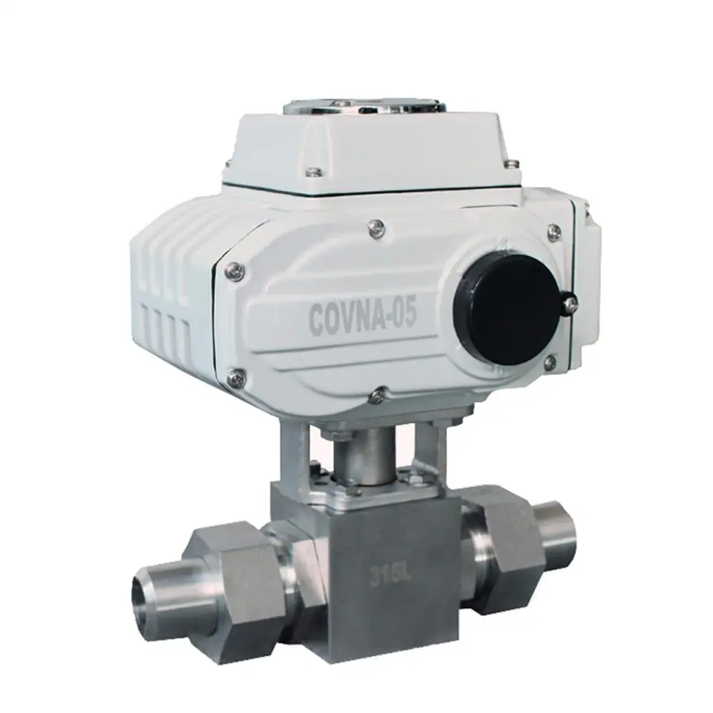 COVNA DN40 1.5 inch 2 Way 24 Volt 5000 PSI High Pressure Stainless Steel Ball Valve with Electric Drive 	 motor ball valve