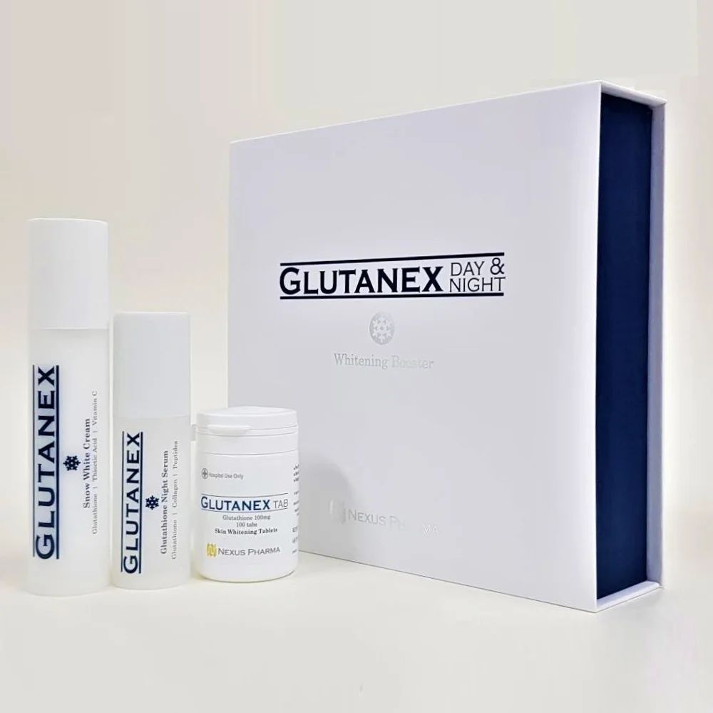 Glutanex Day & Night Kit ( Glutathione pills glutathione skin whitening cream lotion serum )