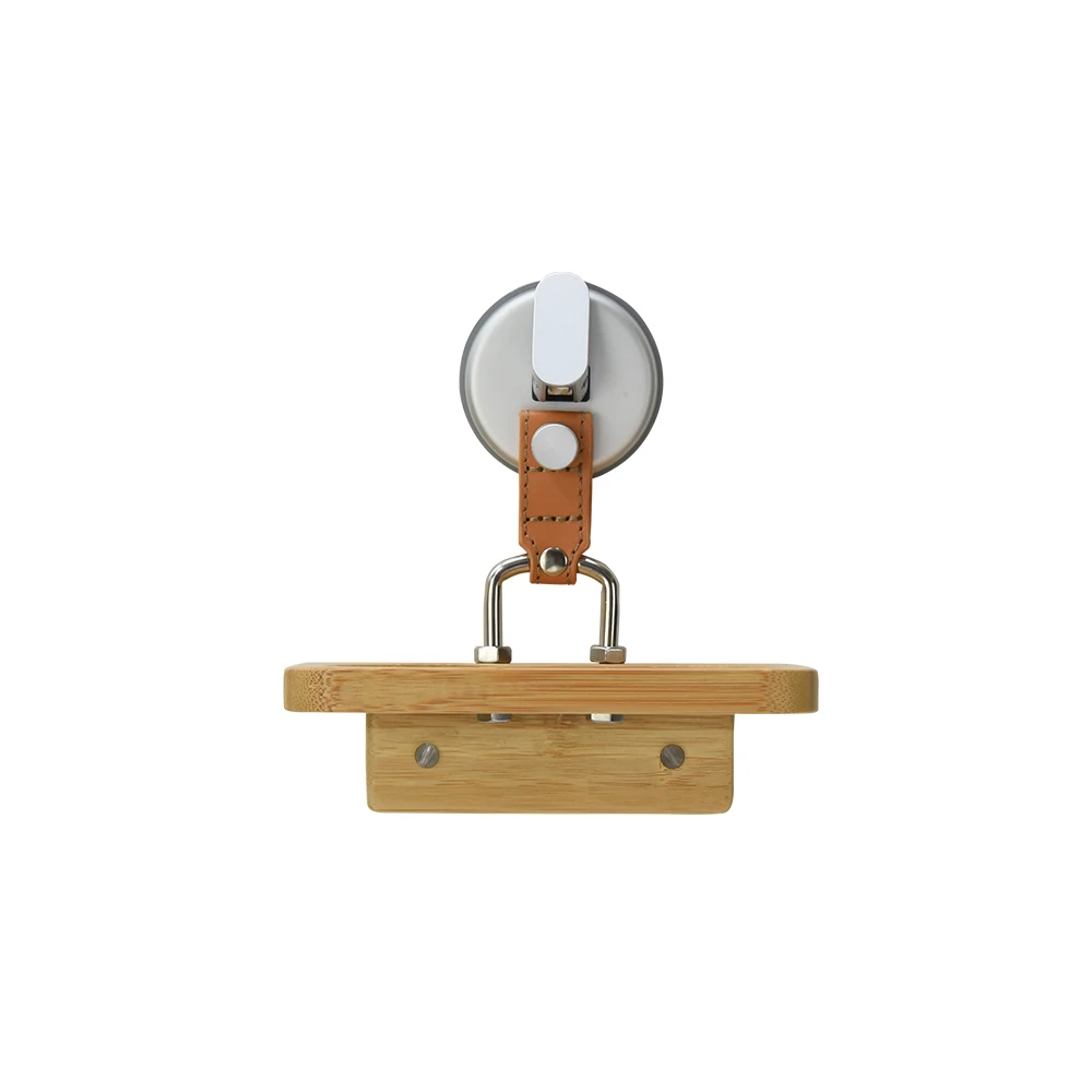 Suction cup bamboo soap dish wooden hanging soap holder