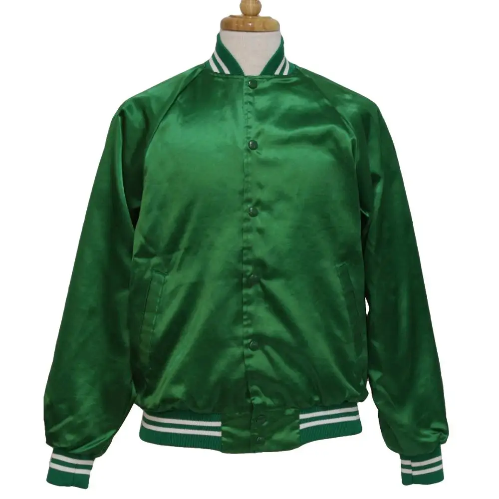 Wholesale Custom Green Satin Varsity Jacket