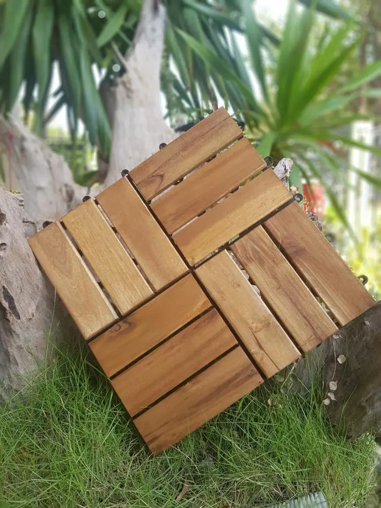
Easy-to-assemble Acacia Interlocking Deck Tiles for gardening, balcony, swimming pool decoration 