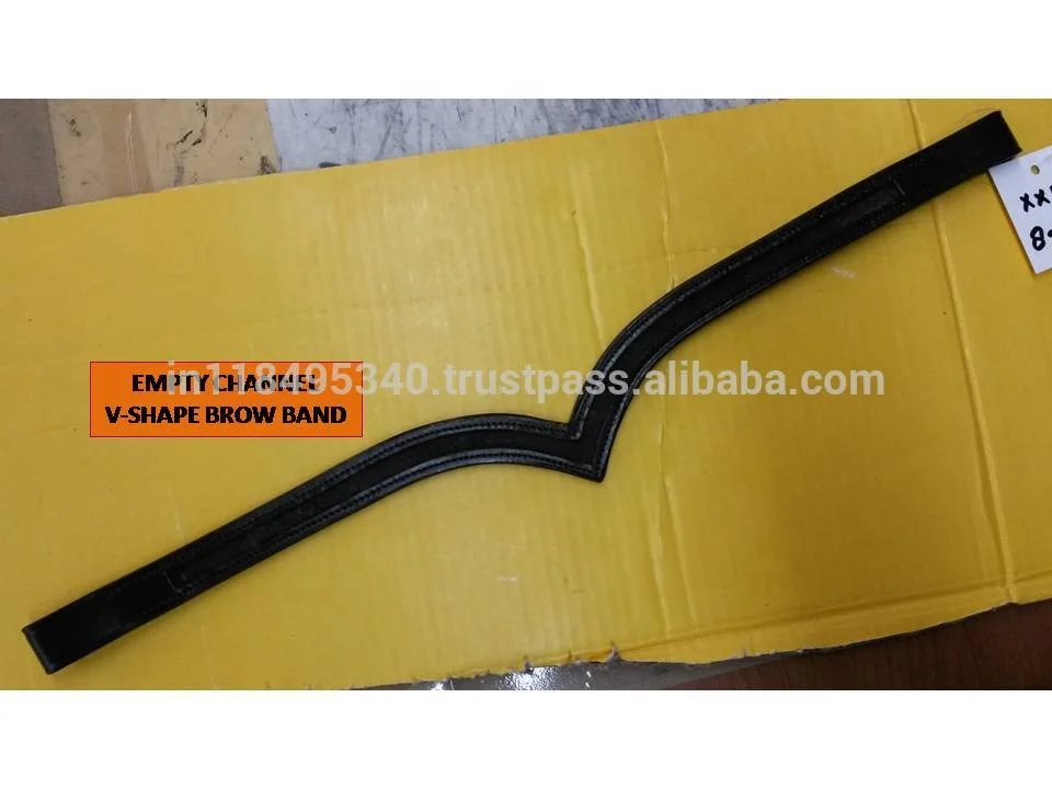 V SHAPE HIGH QUALITY GENUINE LEATHER EMPTY CHANNEL BROW BAND HORSE RACING EQUESTRIAN