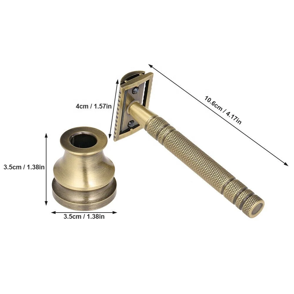 Classic Double Edge Safety Razor with Aluminum Handle Sustainable Copper Material Blade for Face Shave or Salon Use Price