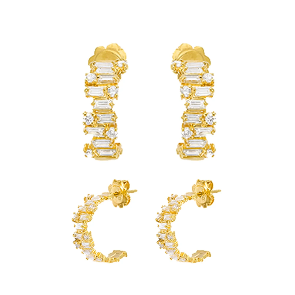 
Женские серьги из желтого золота 18 карат с бриллиантами 