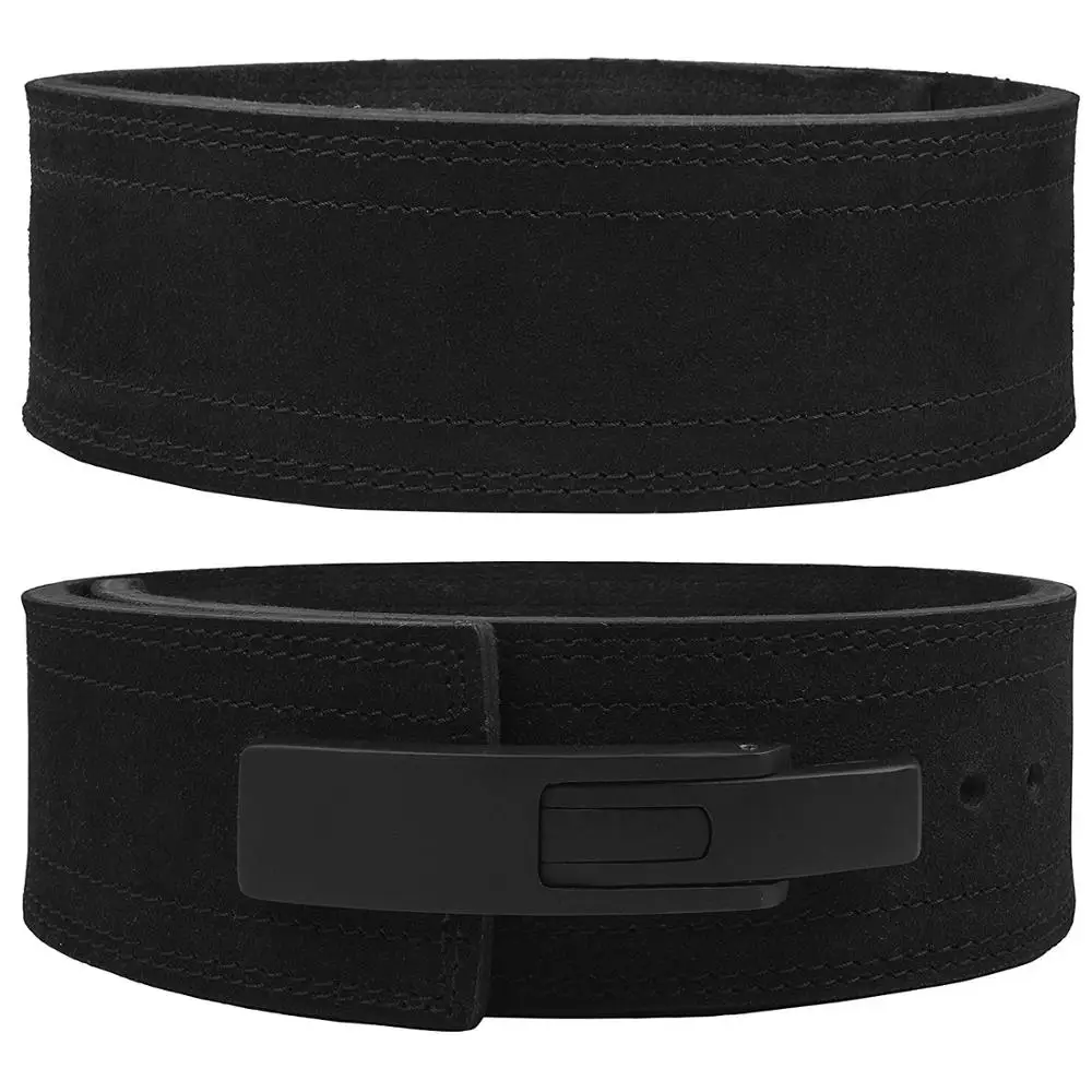 Heavy Duty Cowhide Suede Leather Weight lifting Lever Belt with Adjustable Lever  in 10 &13mm thickness with 4 inches width