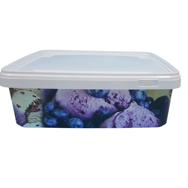 DKK5000 Square 5000ml Food Packaging Lid Tamper Evident PP IML Bucket Yogurt Ice Cream Cheese Butter Halva... Plastic Milk