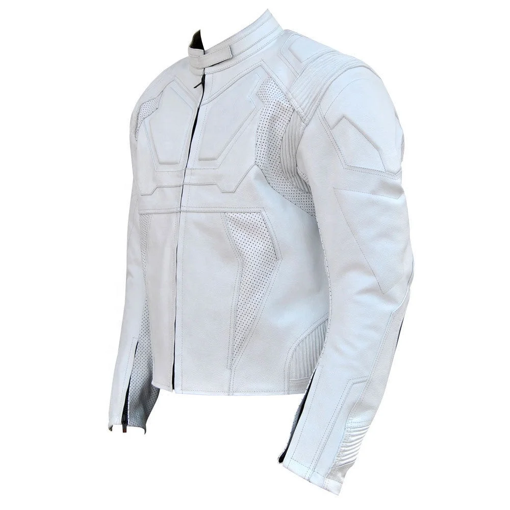 Men White Tom Cruise Oblivion Motorcycle Leather Jacket / Jack Harper Oblivion