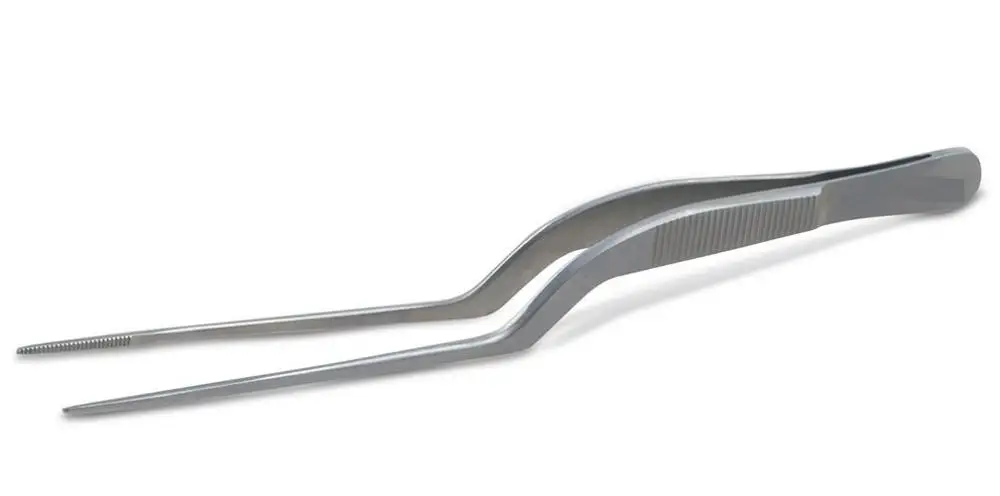 Culinary Tweezer 8 Inches Stainless Steel Precision Tongs with Offset Fine Tip