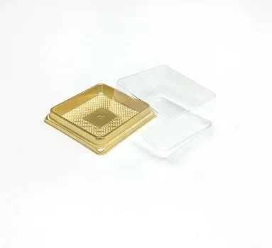 High Grade Square Plastic Mini Food Cake Tray With Clear Lids