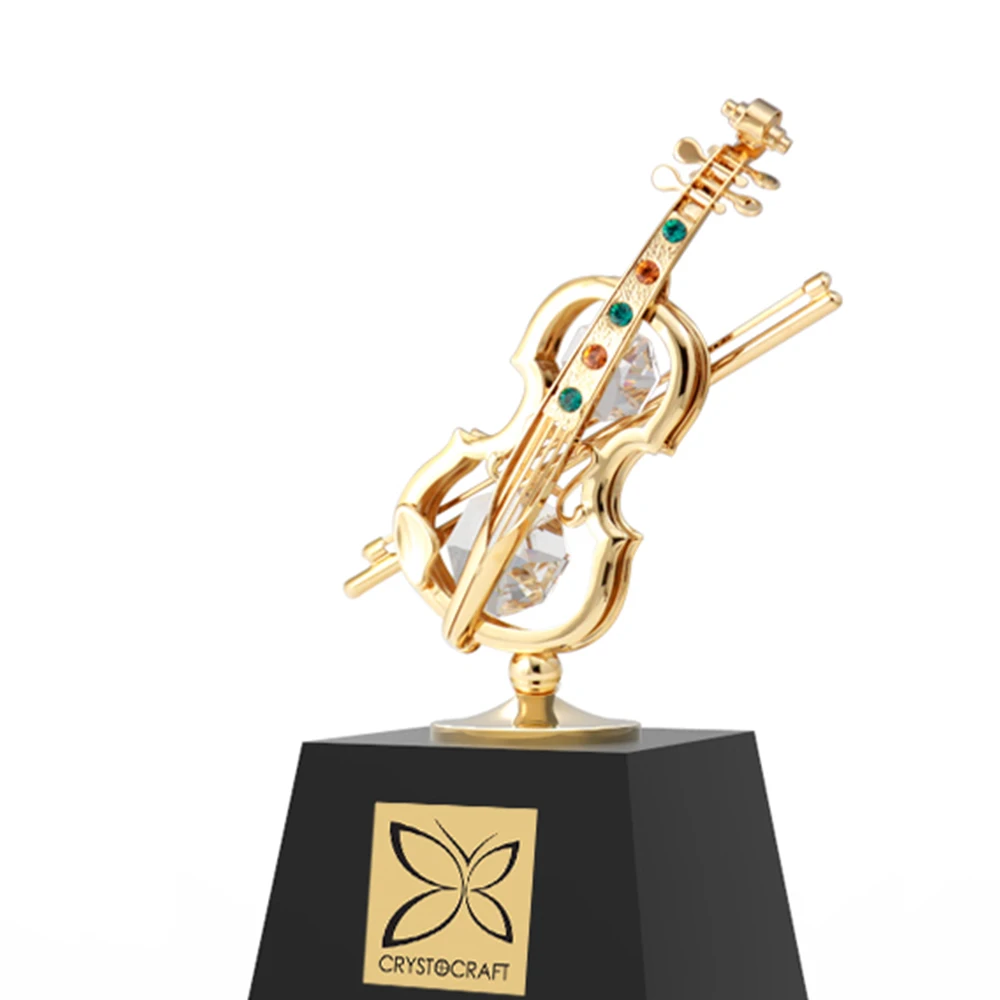 
Crystocraft Personalised Gold Plated Crystal Violin Music Award Trophy Decorated with Brilliant Cut Crystals Souvenir Trophy 
