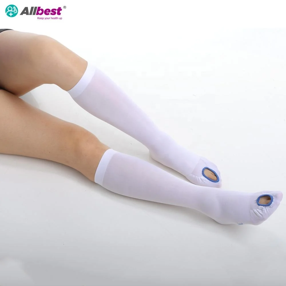 18mmHg Open Toes Thigh High White anti-embolism stockings