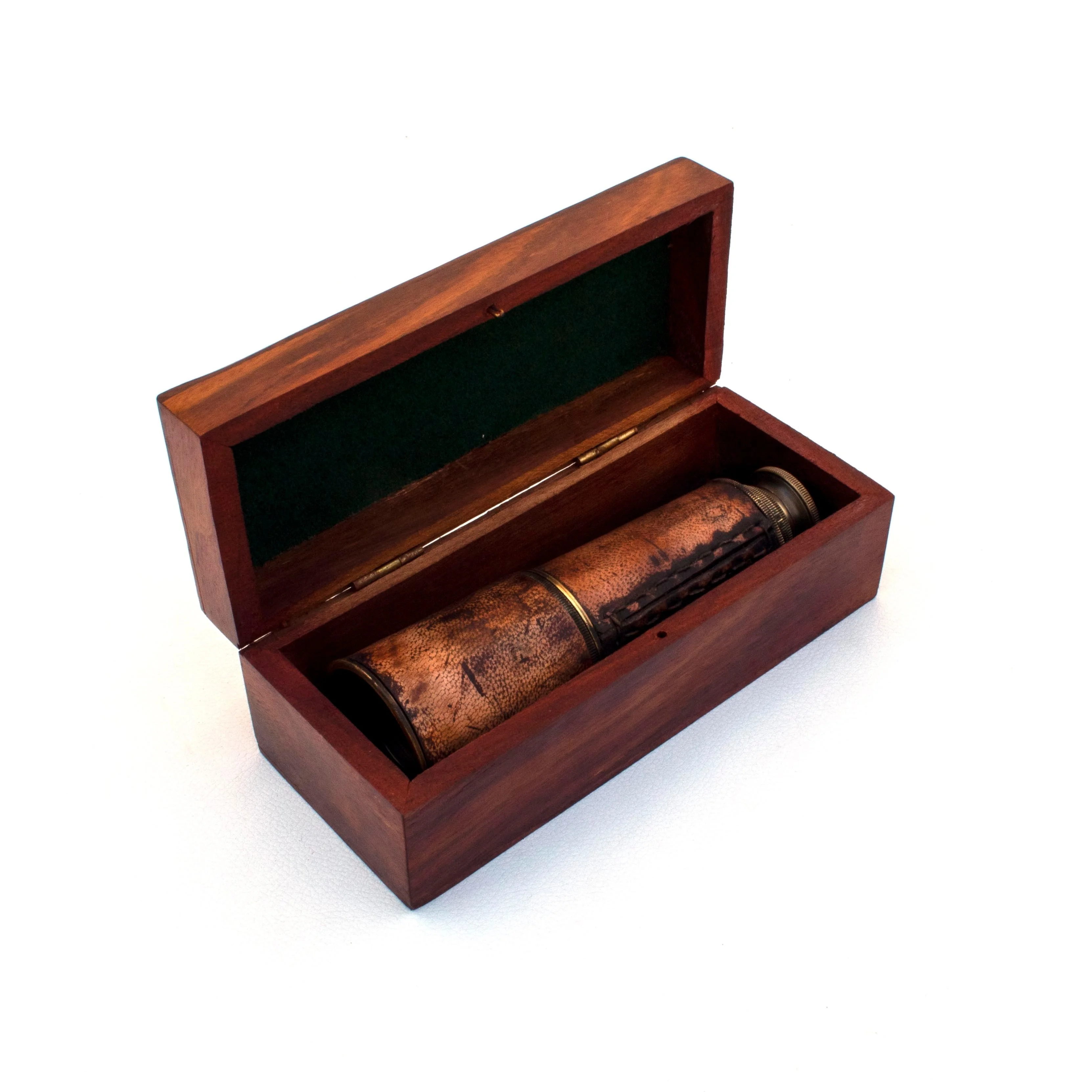 brass antique finish telescope in wooden box leather grip engraved spyglass pirate classic decor monocular nautical
