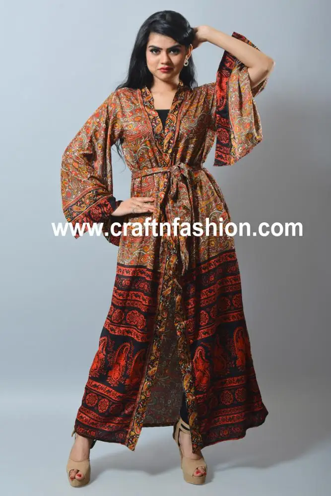 Swimsuit Kimono- Floral Handmade Silk Bikini Cover Up - Beach Wear Body Cover up - Sleepwear Robe - Summer Cardigan-Nightdress