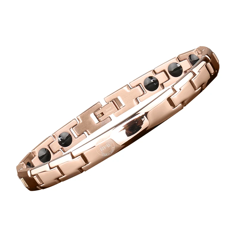 P043 rose gold plated metal power hologram beads infinity antifatigue tourmaline germanium stainless steel bracelets