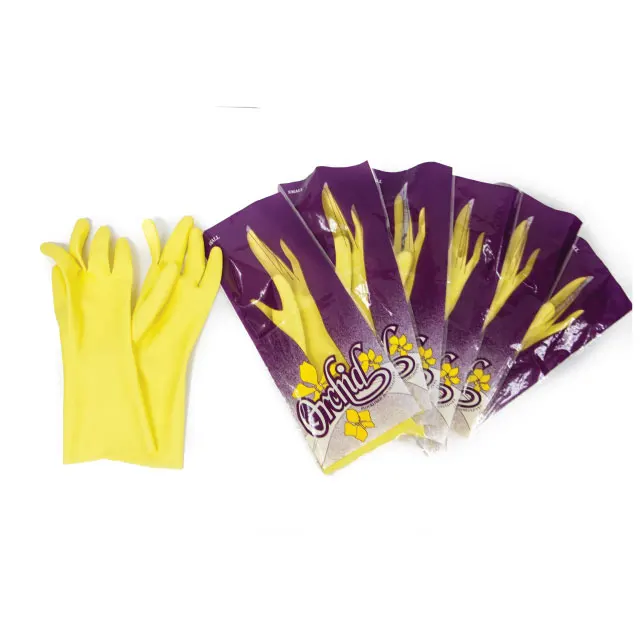 Kitchen gloves Malaysia factory yellow household gloves cotton lined for sweaty hand kitchen utensils washing house cleaning