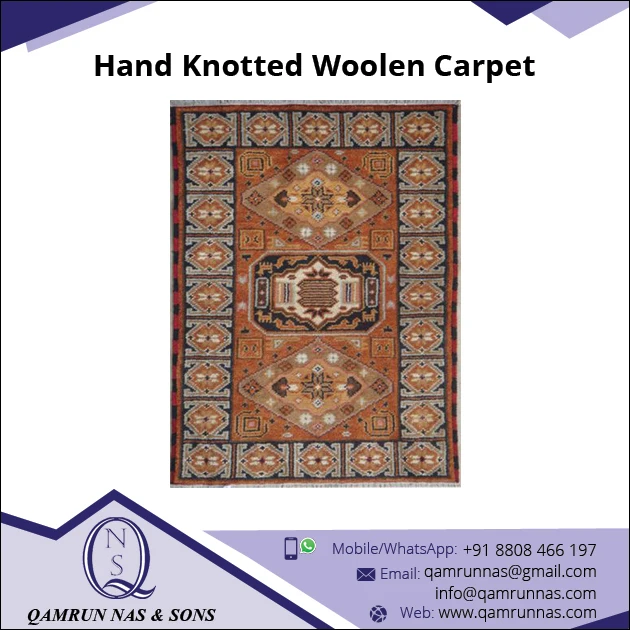 Luxurious Design Hand Knotted Woolen Carpet Density Washable Handmade Carpet Multi Carpet from India