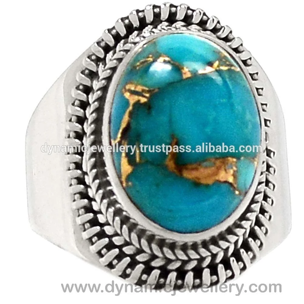 Blue Copper Turquoise Fantastic Look Sterling Silver Ring