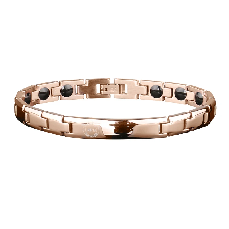 P043 rose gold plated metal power hologram beads infinity antifatigue tourmaline germanium stainless steel bracelets